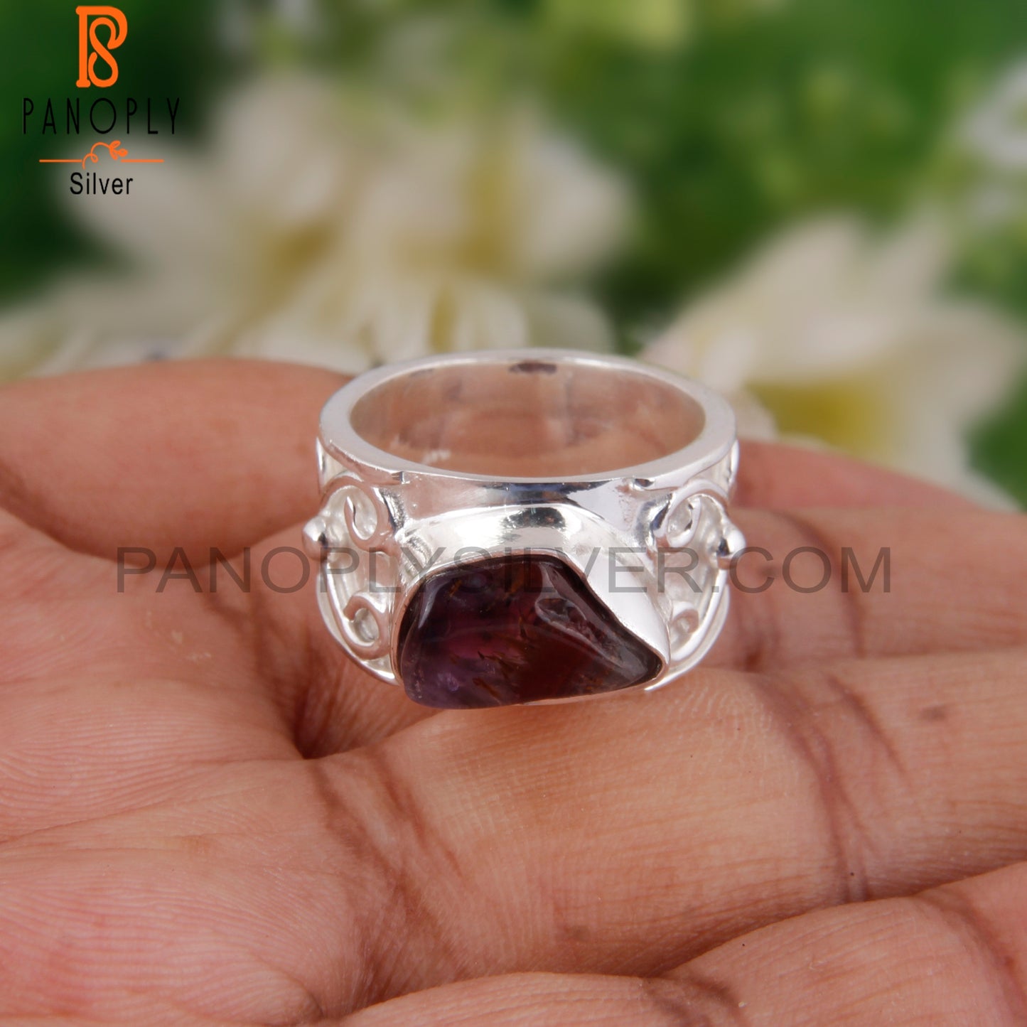 Super Seven Ginger Shape 925 Silver Hypoallergenic Ring