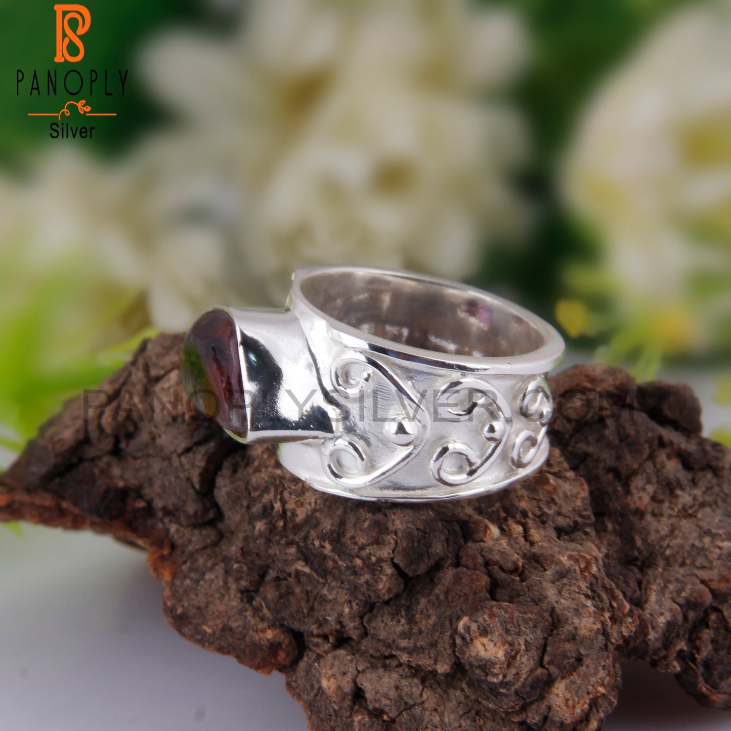 Super Seven Ginger Shape 925 Silver Hypoallergenic Ring