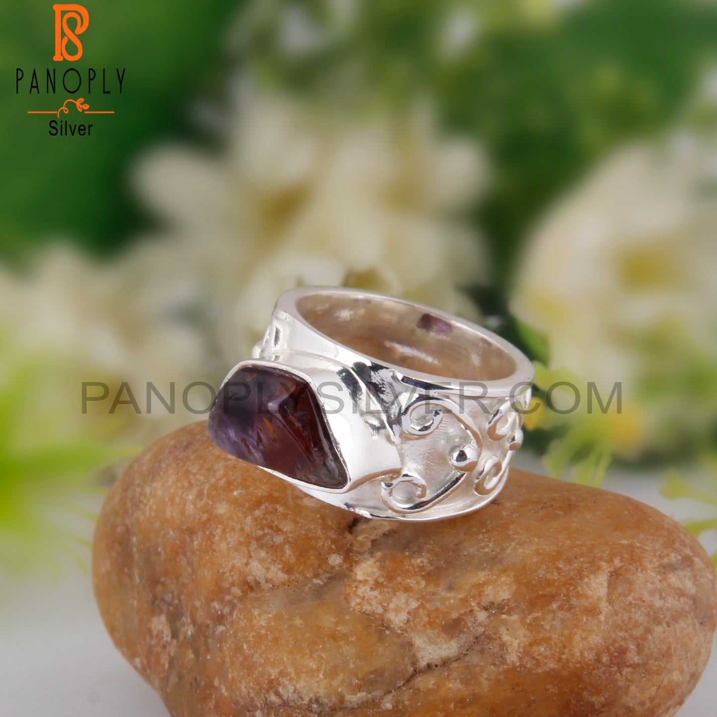 Super Seven Ginger Shape 925 Silver Hypoallergenic Ring