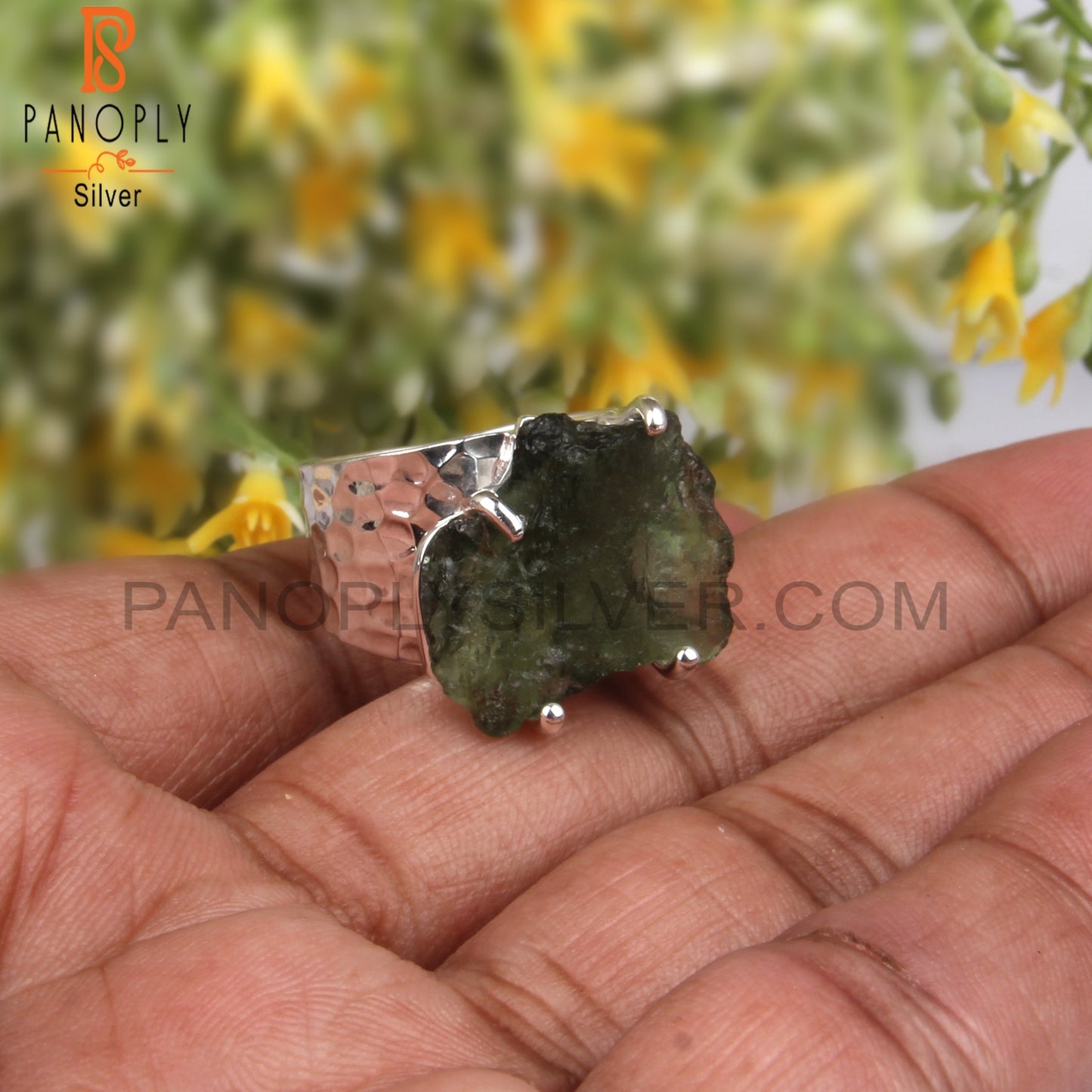 Moldavite Rough 925 Sterling Silver Casual Ring For Gift