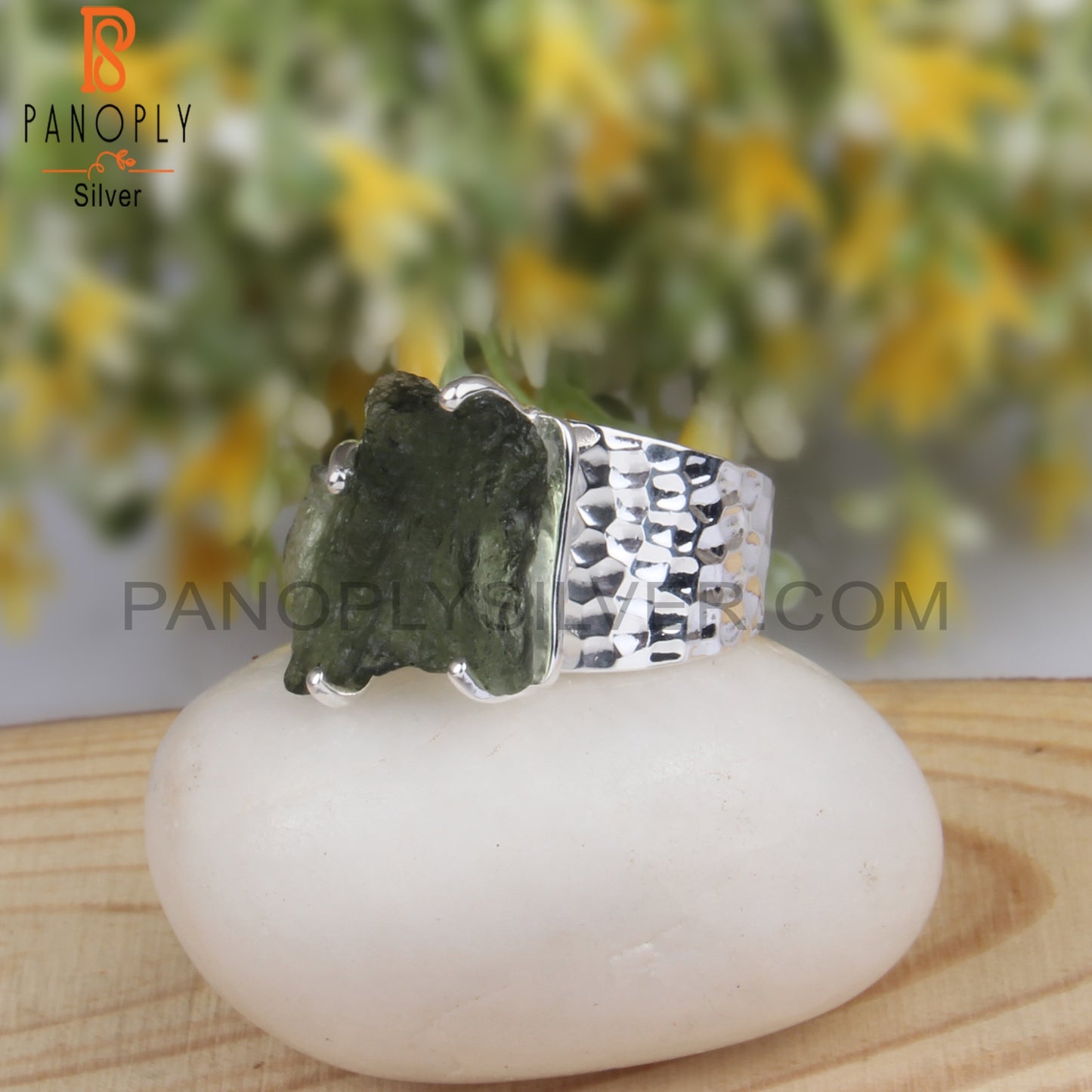 Moldavite Rough 925 Sterling Silver Casual Ring For Gift
