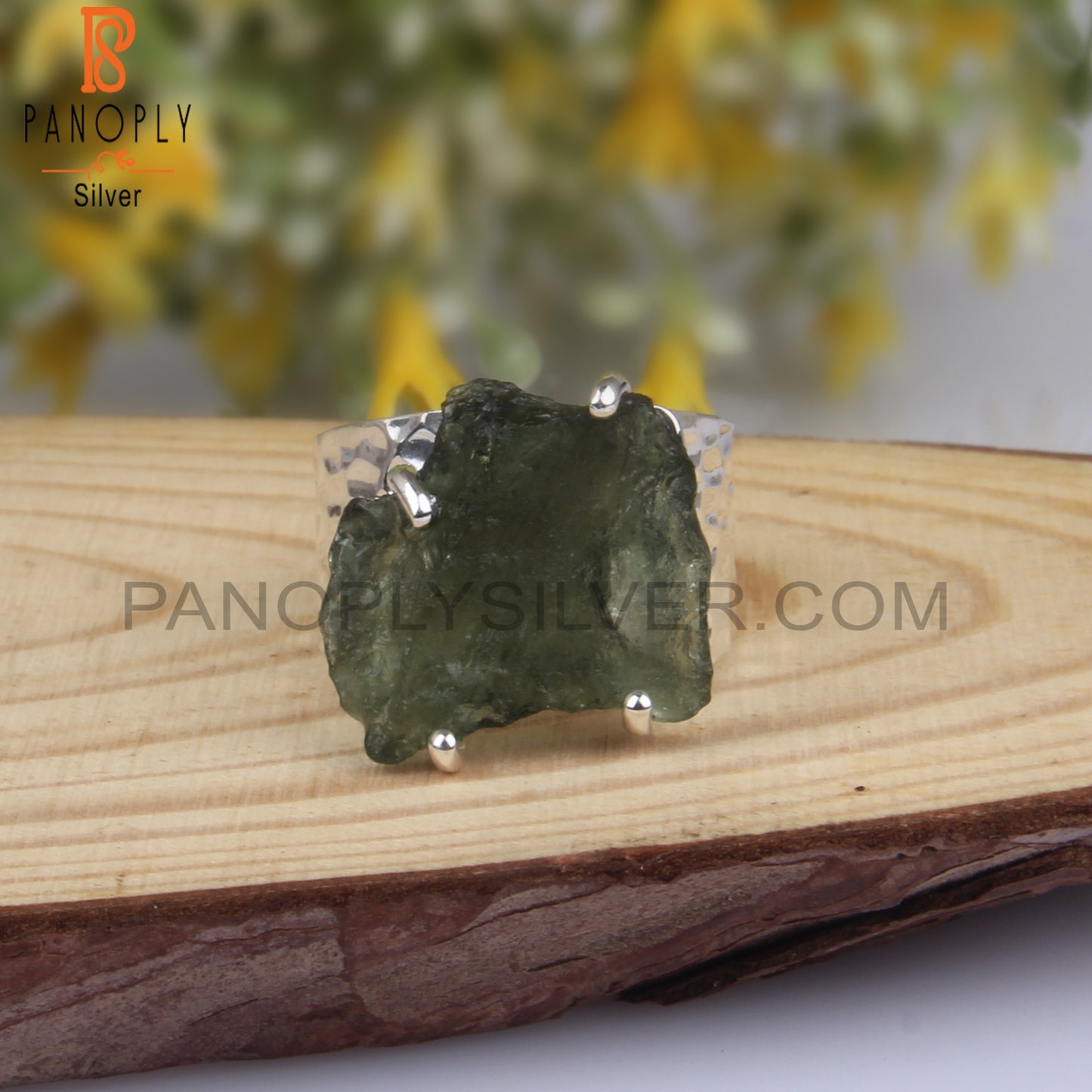 Moldavite Rough 925 Sterling Silver Casual Ring For Gift