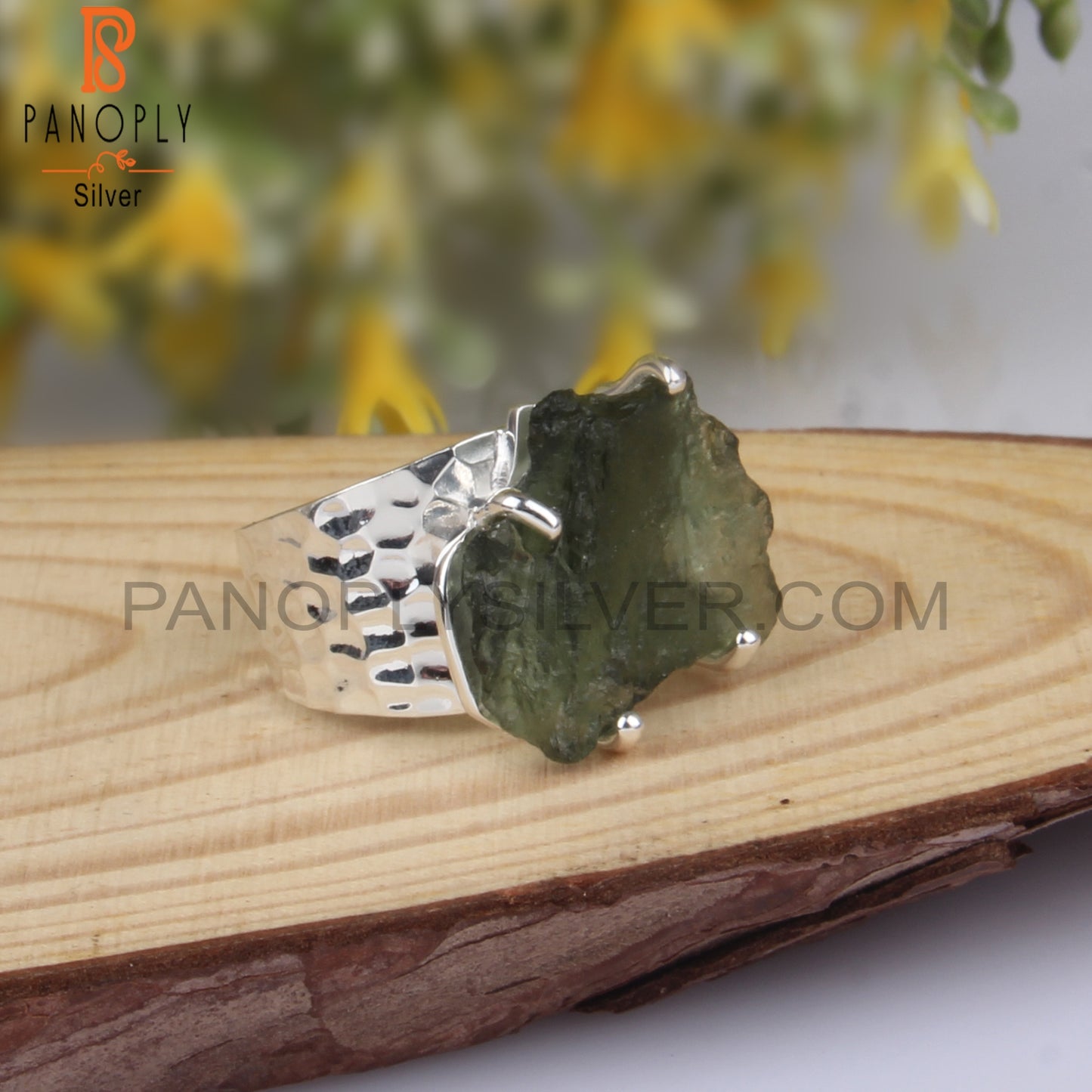 Moldavite Rough 925 Sterling Silver Casual Ring For Gift