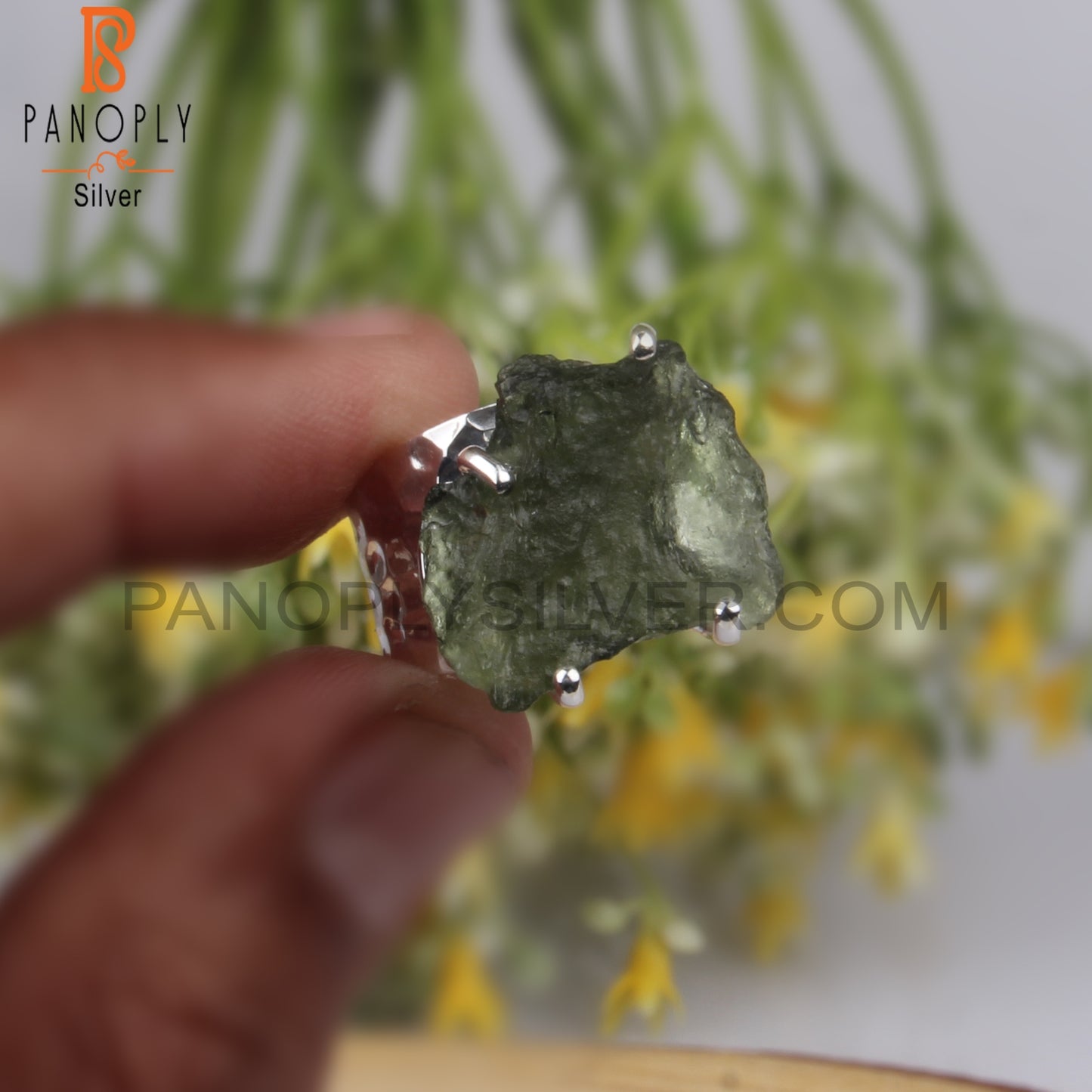 Moldavite Rough 925 Sterling Silver Casual Ring For Gift