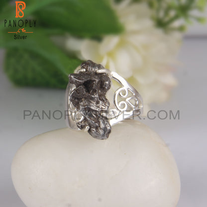 Natural Meteorite Rough Sterling Silver Ring