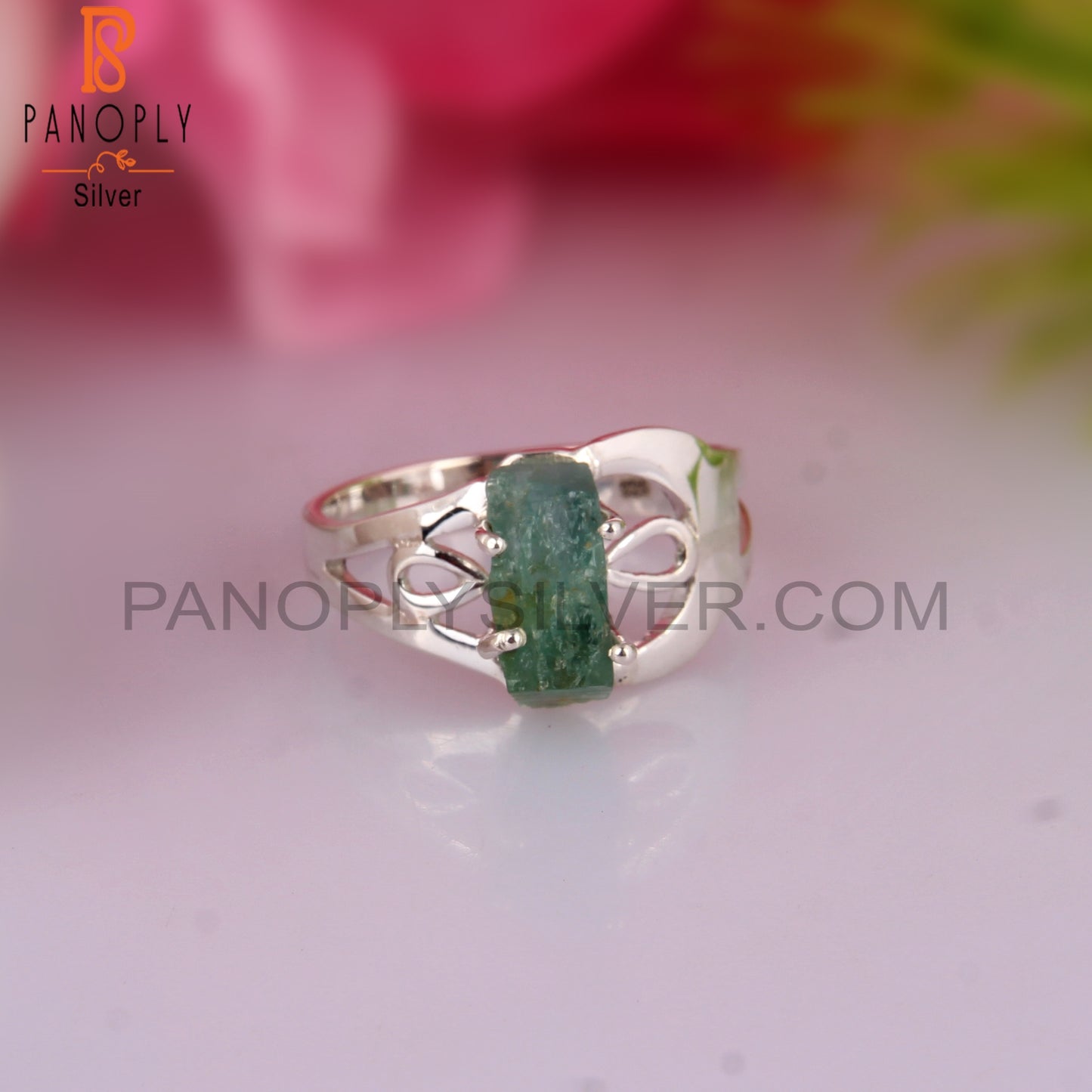 Natural Emerald Rough 925 Sterling Silver Ring