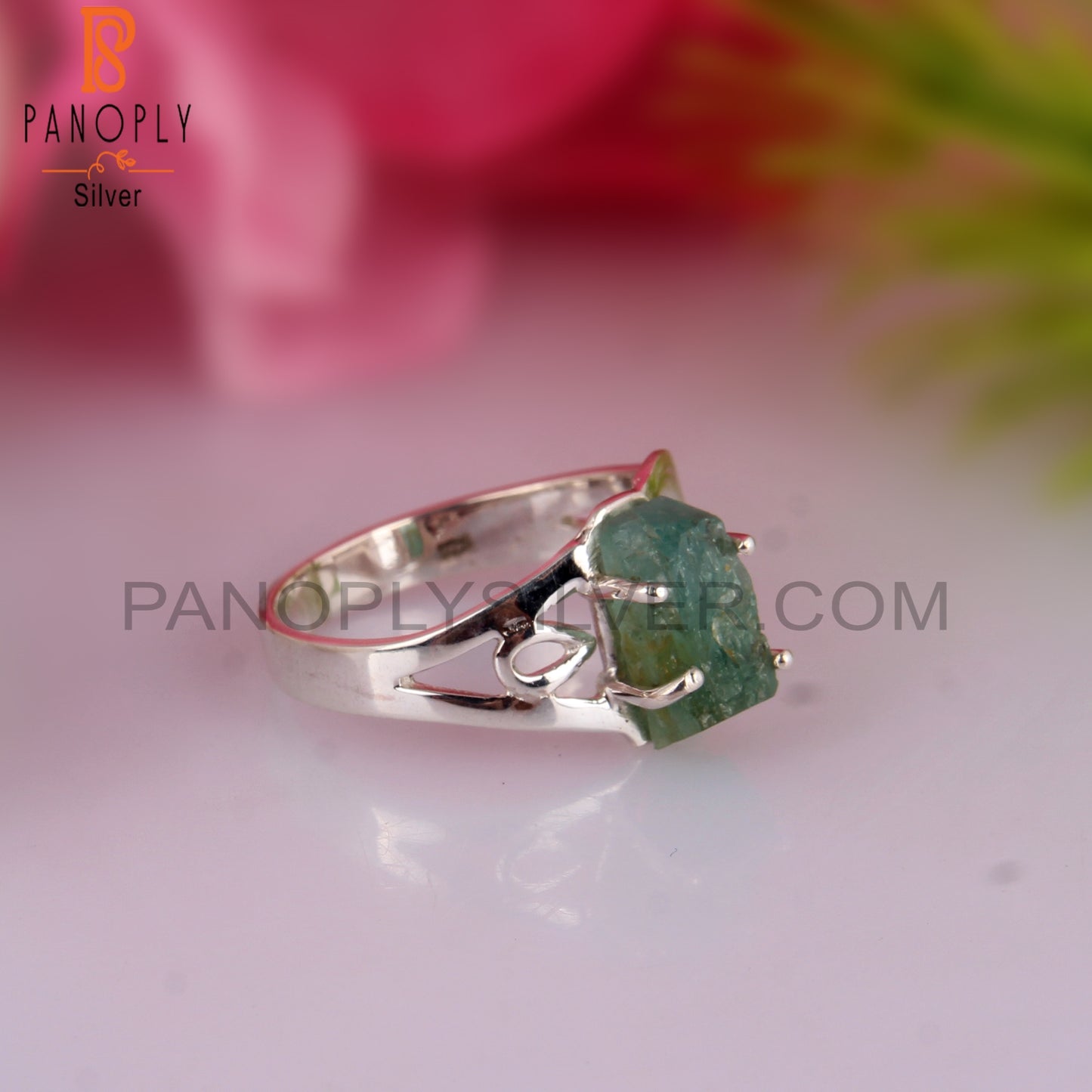 Natural Emerald Rough 925 Sterling Silver Ring