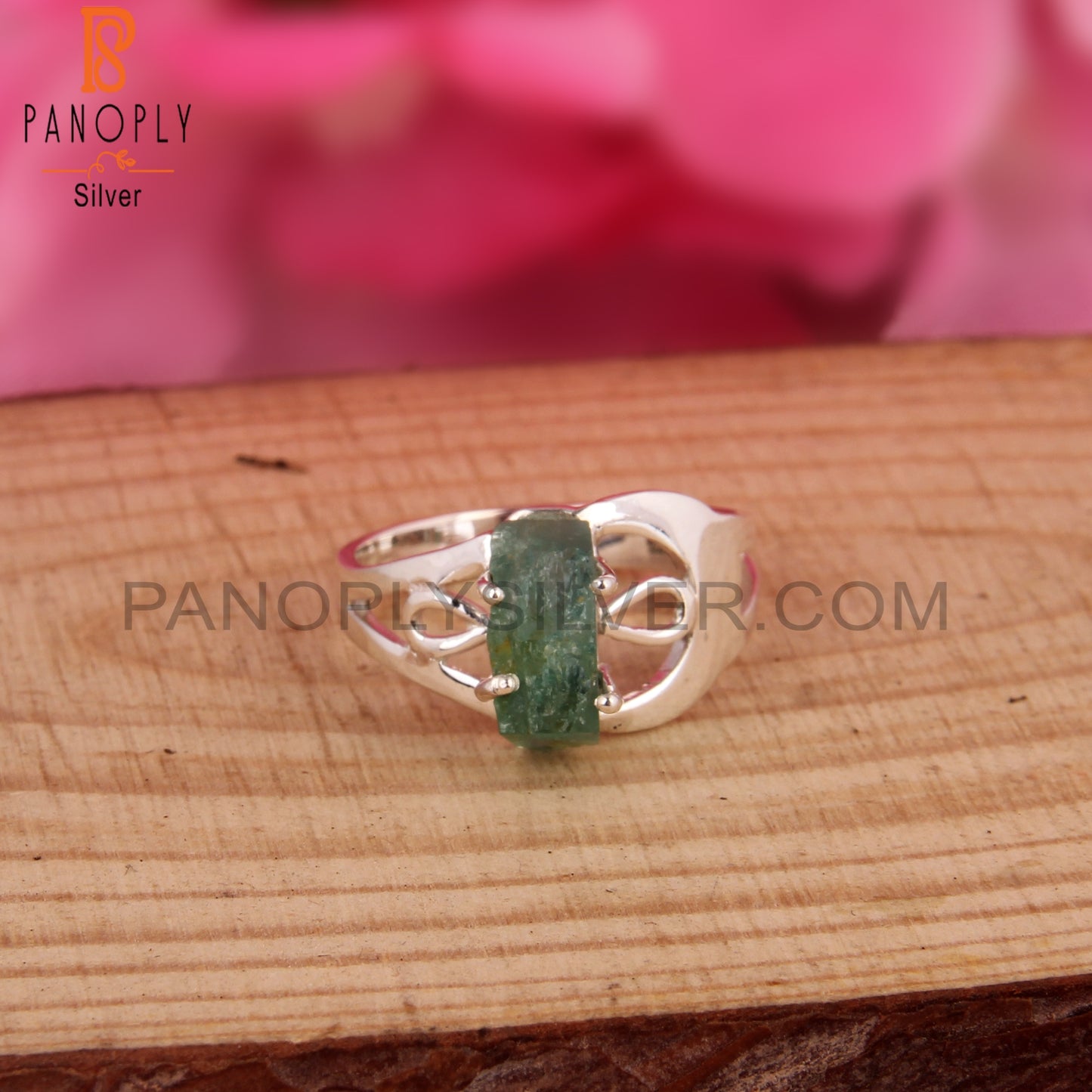 Natural Emerald Rough 925 Sterling Silver Ring
