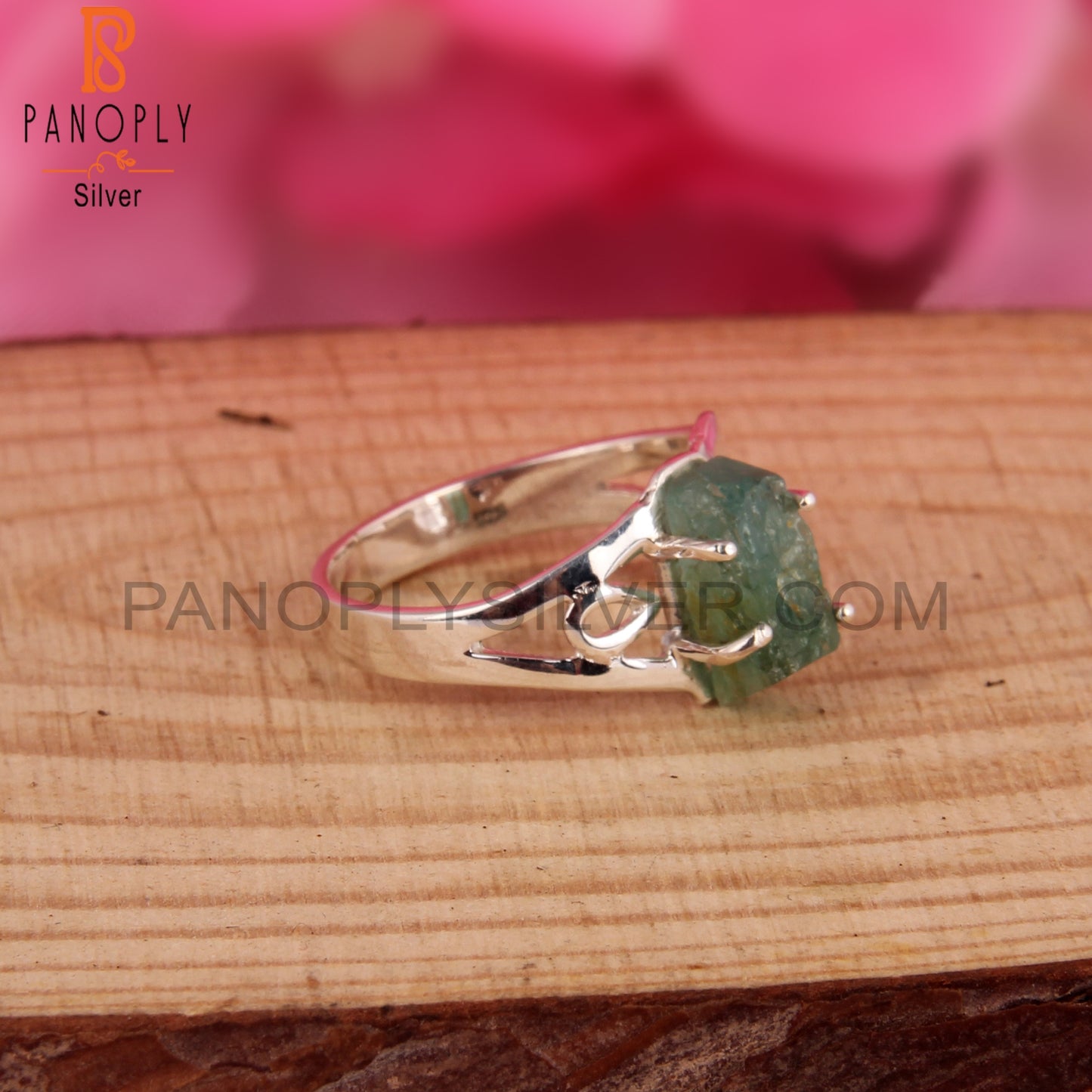 Natural Emerald Rough 925 Sterling Silver Ring