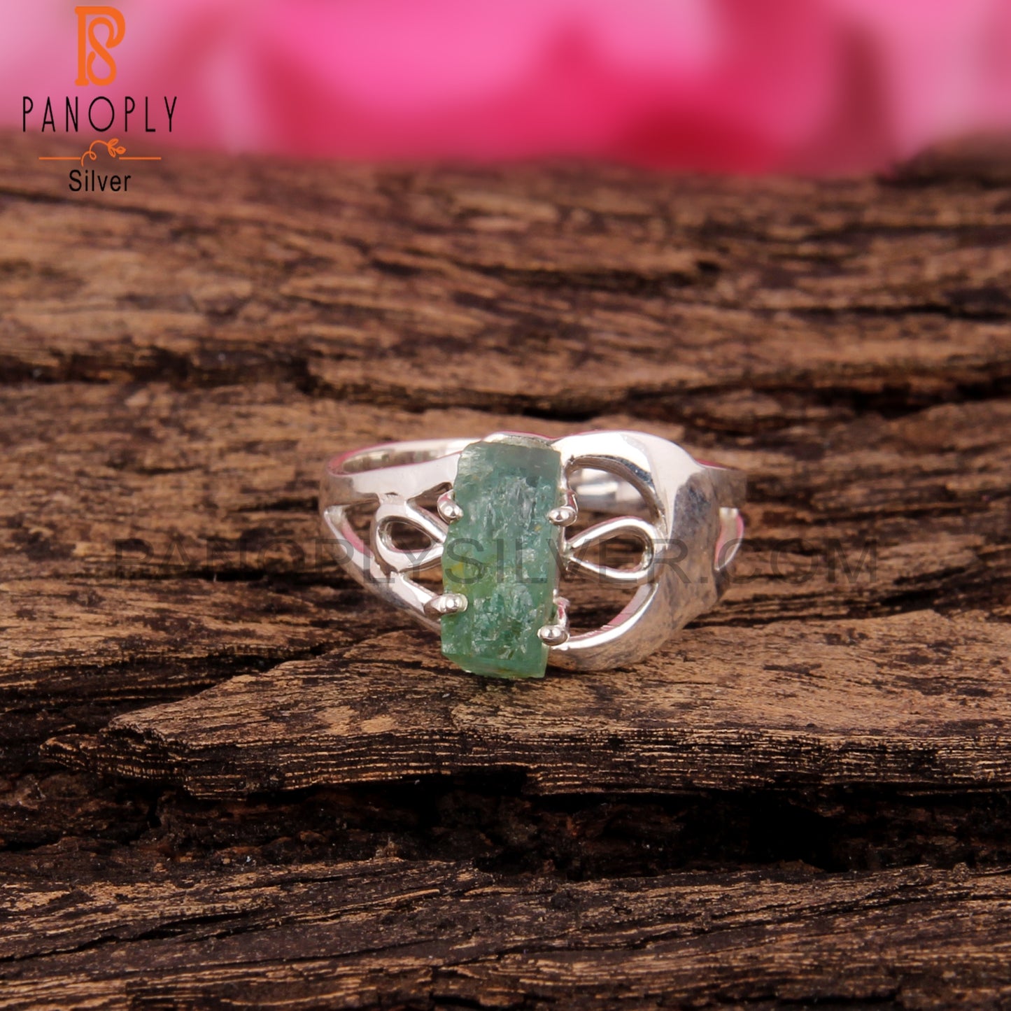 Natural Emerald Rough 925 Sterling Silver Ring