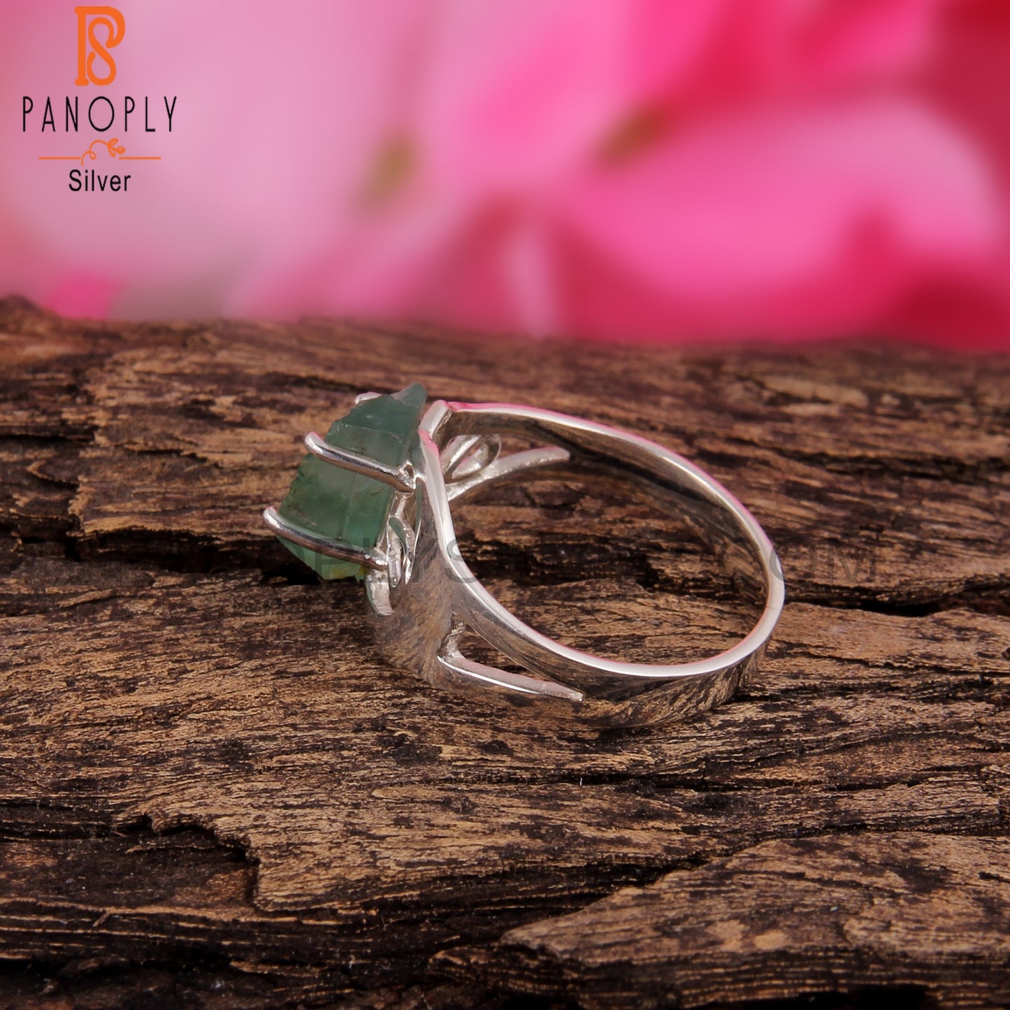 Natural Emerald Rough 925 Sterling Silver Ring