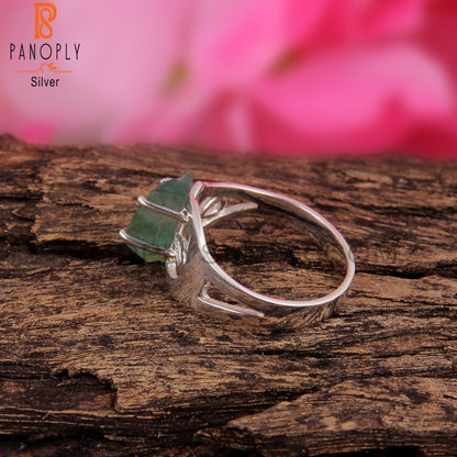 Natural Emerald Rough 925 Sterling Silver Ring