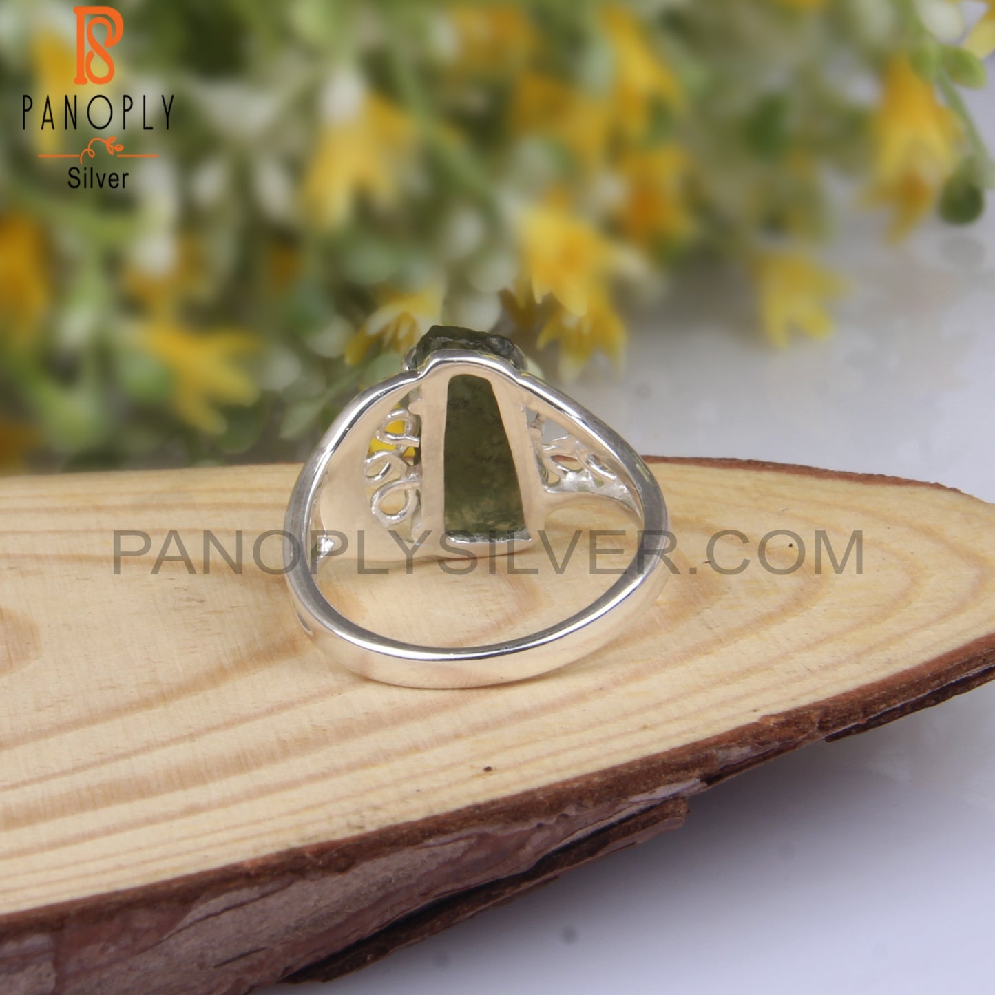 Beautiful Moldavite Rough Sterling Silver 925 Ring