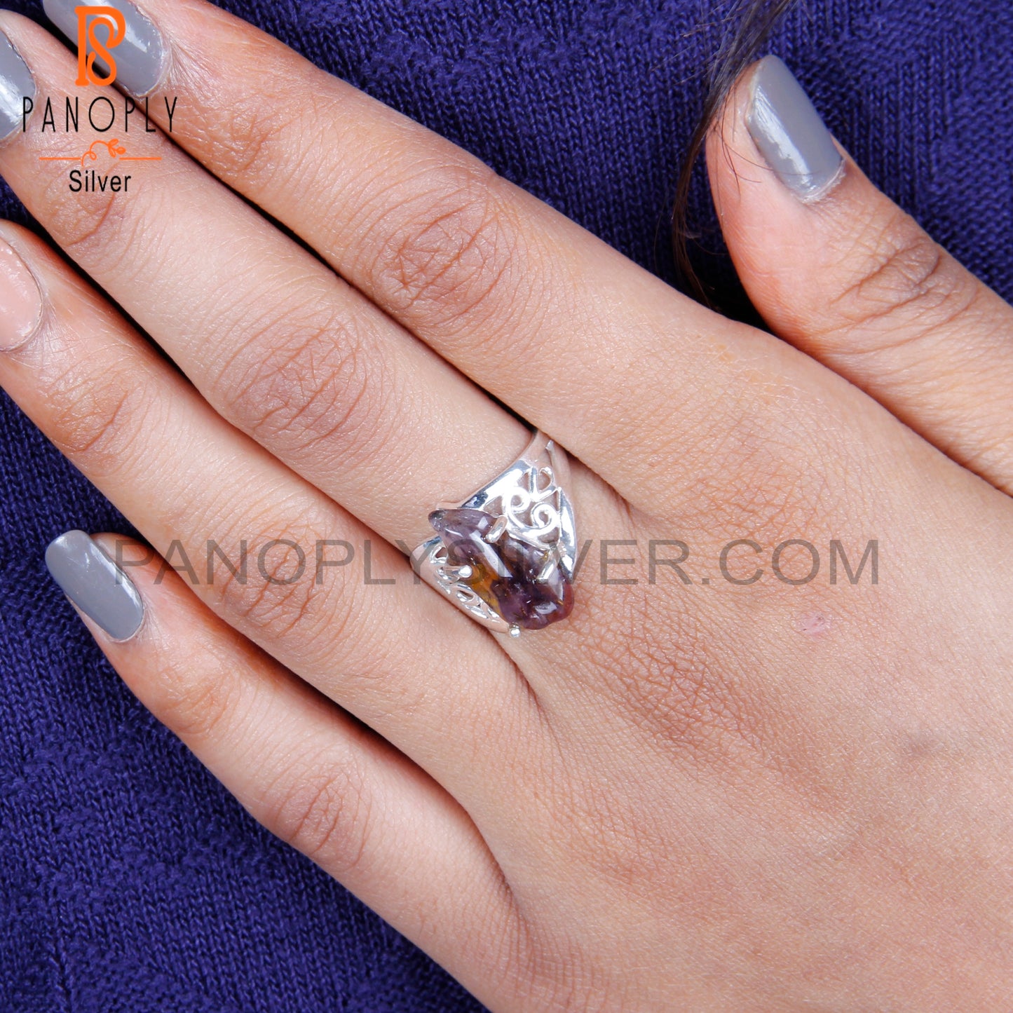 Super Seven Ginger Shape 925 Sterling Silver Ring For Women