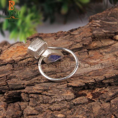 Herkimer Diamond & Tanzanite Gemstone Silver 925 Stamp Ring