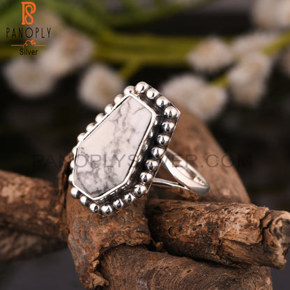 Howlite Coffin 925 Sterling Silver Anniversary Ring