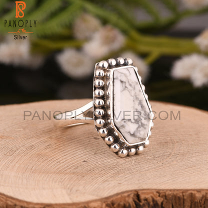 Howlite Coffin 925 Sterling Silver Anniversary Ring