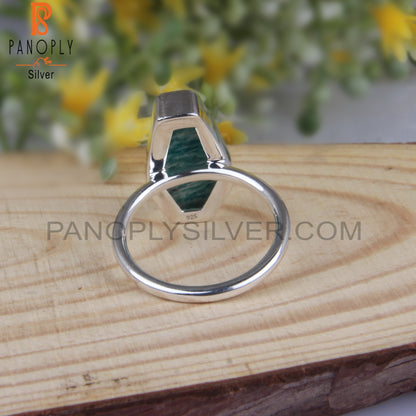 Amazonite Coffin Shape 925 Sterling Silver Ring