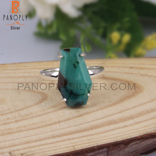 Gem Silica Coffin Shape 925 Sterling Silver Ring