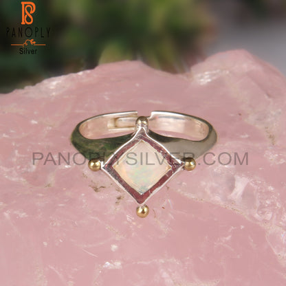 Ethiopian Opal Square Shape 925 Sterling Silver Ring