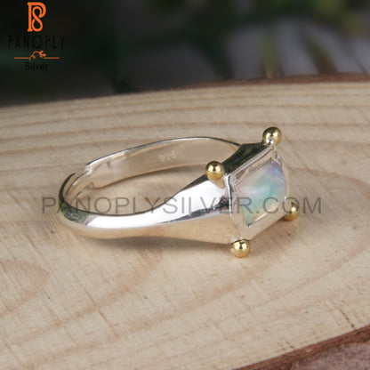 Ethiopian Opal 925 Sterling Silver Simple Hand hammered Ring