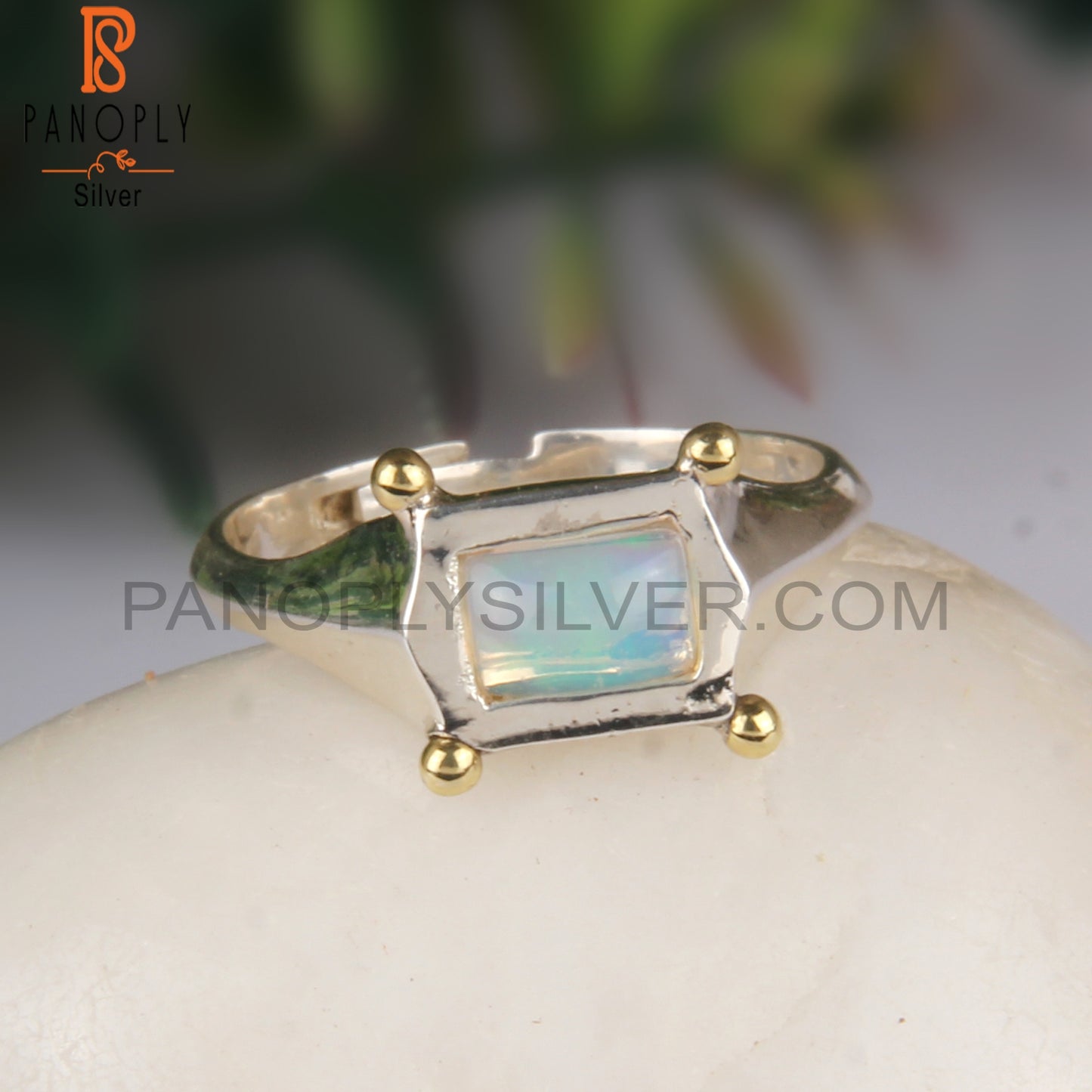 Ethiopian Opal 925 Sterling Silver Simple Hand hammered Ring