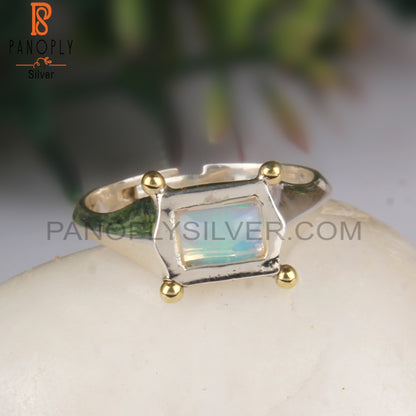 Ethiopian Opal 925 Sterling Silver Simple Hand hammered Ring