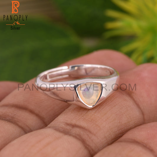 Ethipian Opal Trillion Shape 925 Sterling Silver Ring