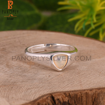 Ethipian Opal Trillion Shape 925 Sterling Silver Ring
