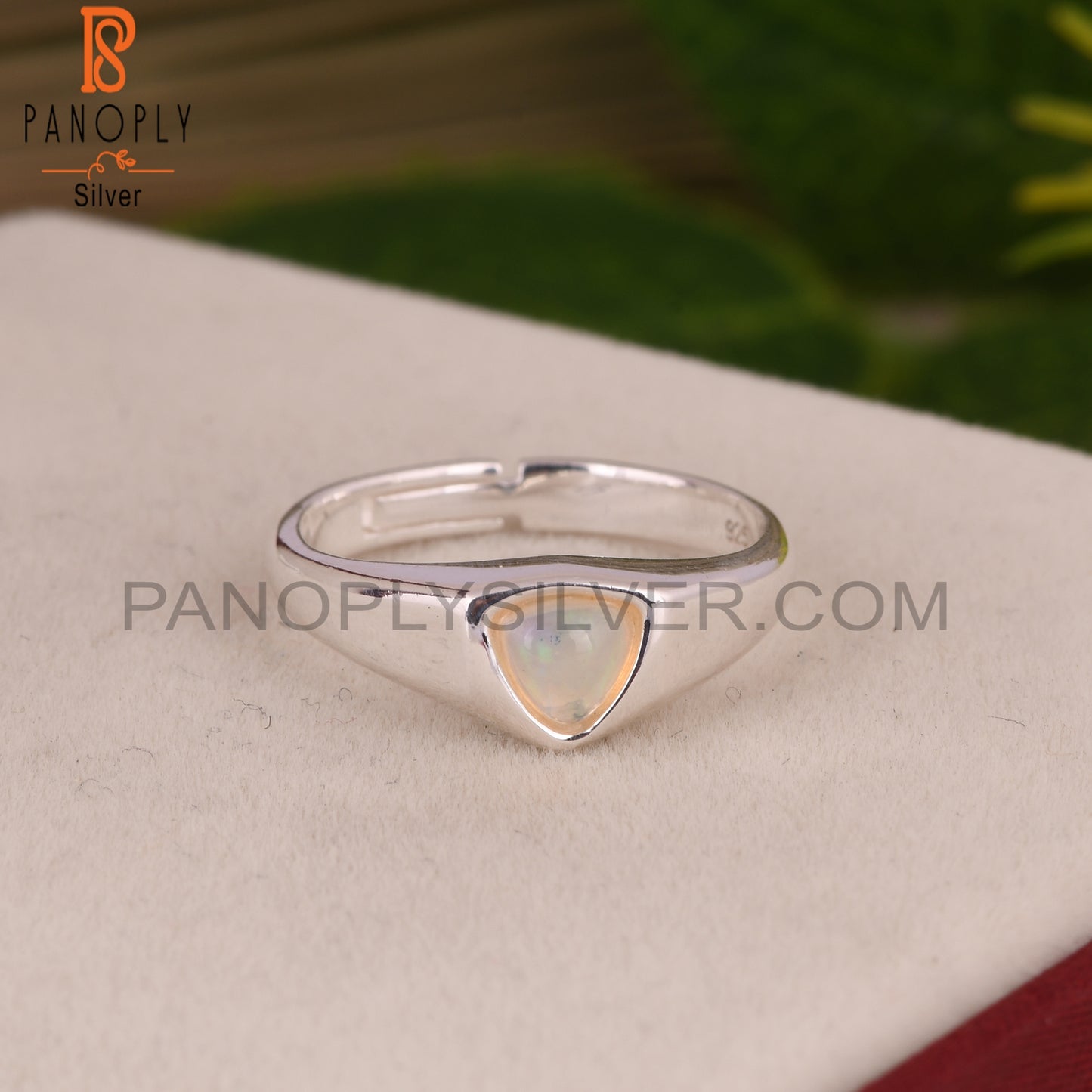 Ethipian Opal Trillion Shape 925 Sterling Silver Ring