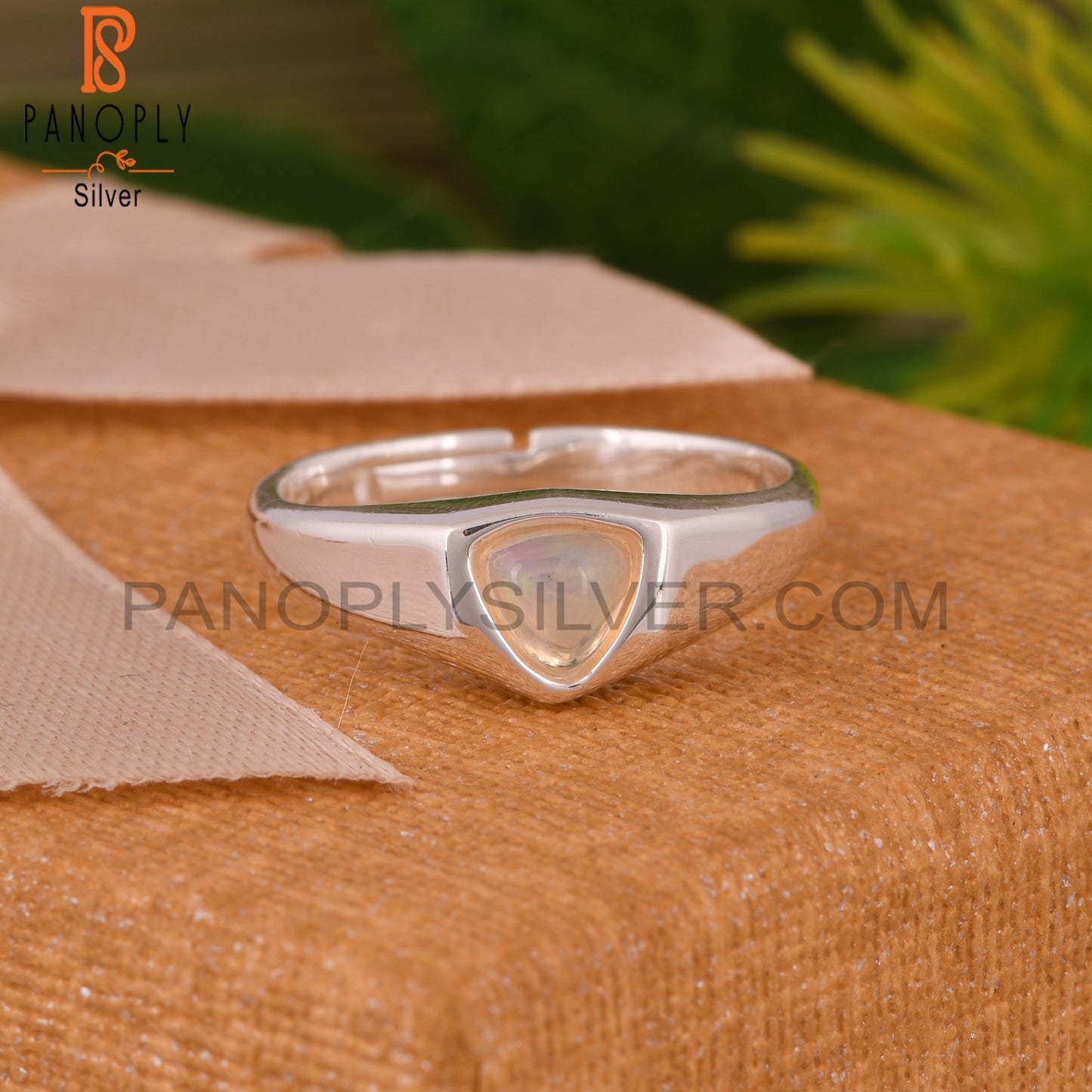 Ethipian Opal Trillion Shape 925 Sterling Silver Ring