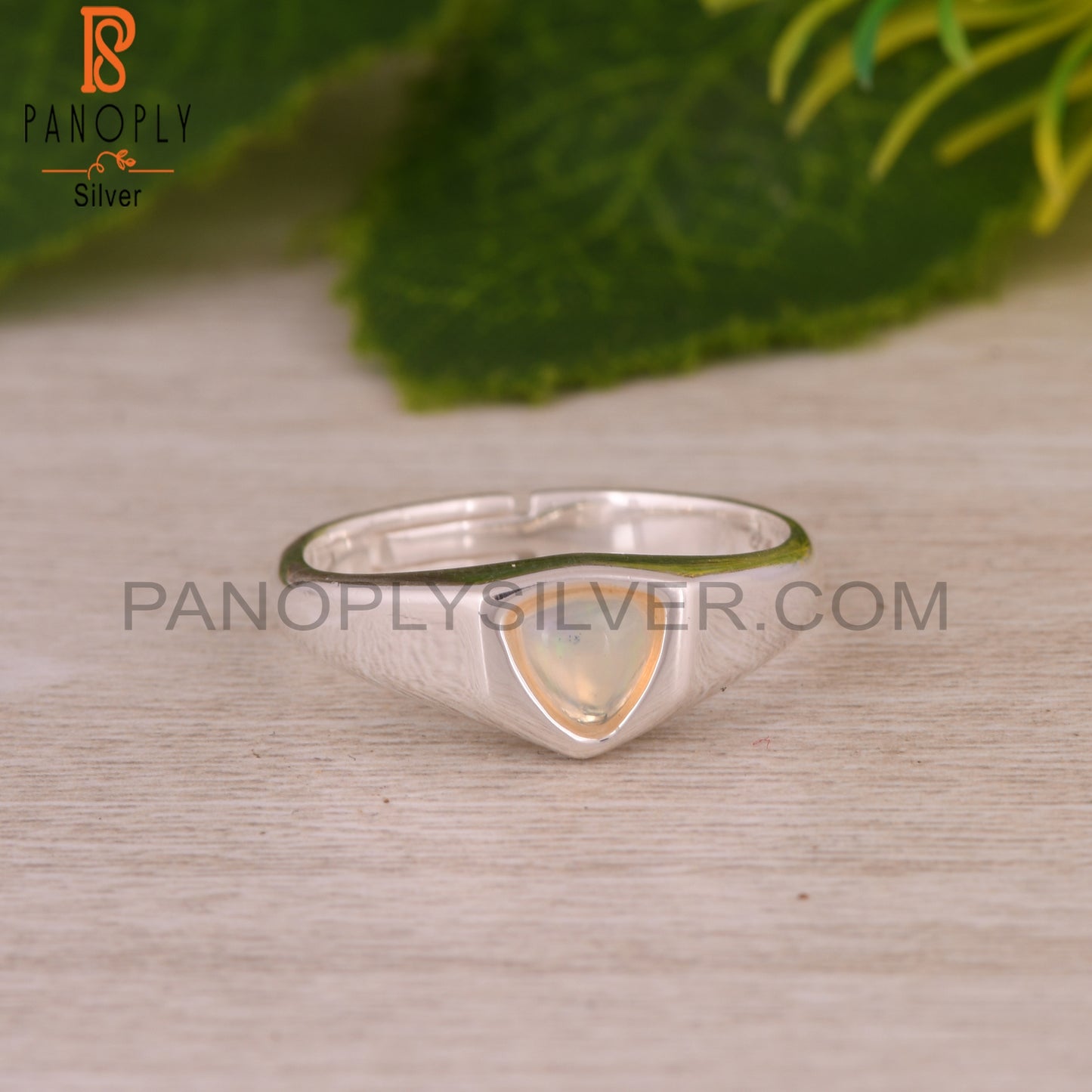 Ethipian Opal Trillion Shape 925 Sterling Silver Ring