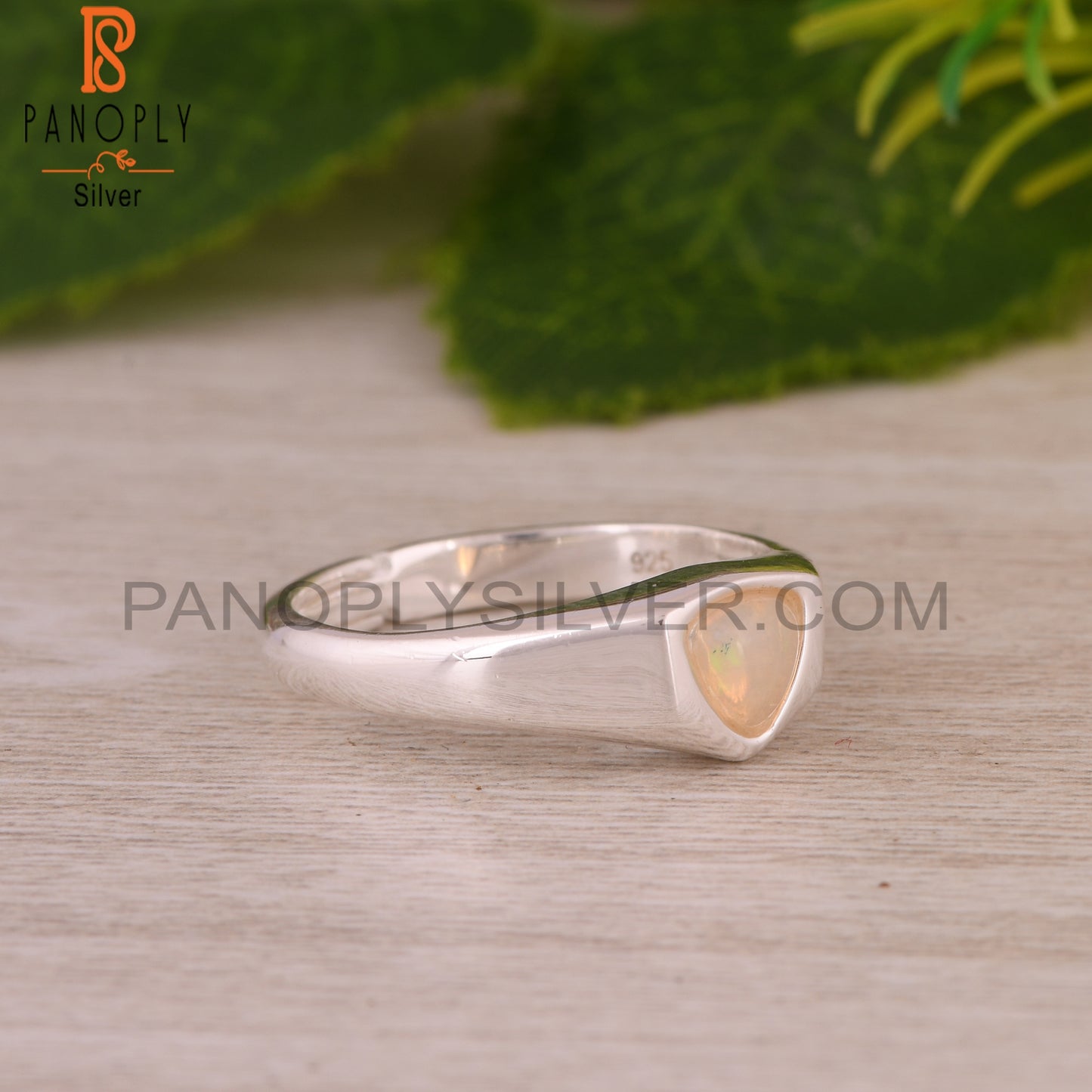 Ethipian Opal Trillion Shape 925 Sterling Silver Ring