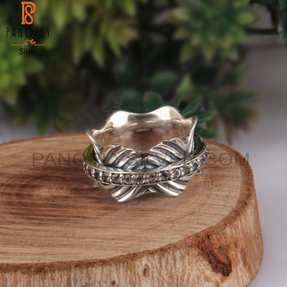 White Topaz Round Shape Sterling Silver 925 Pretty Ring