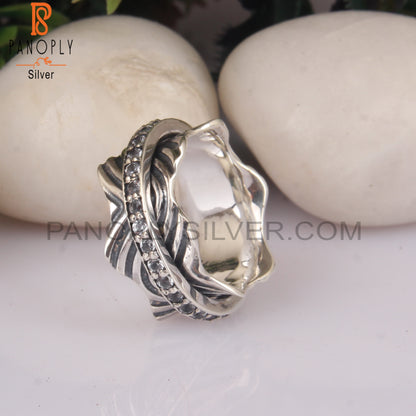 White Topaz Round Shape Sterling Silver 925 Pretty Ring