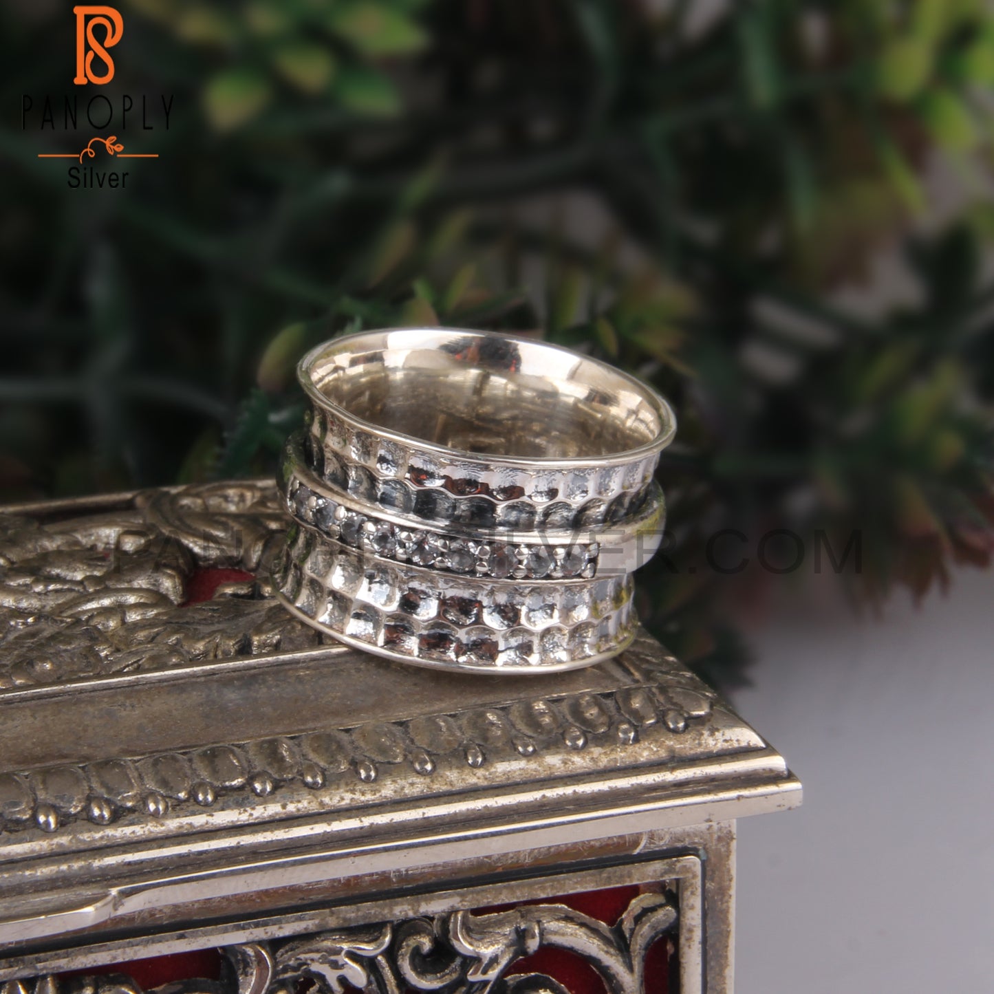 Round Shape White Topaz Sterling Silver 925 Elegant Ring
