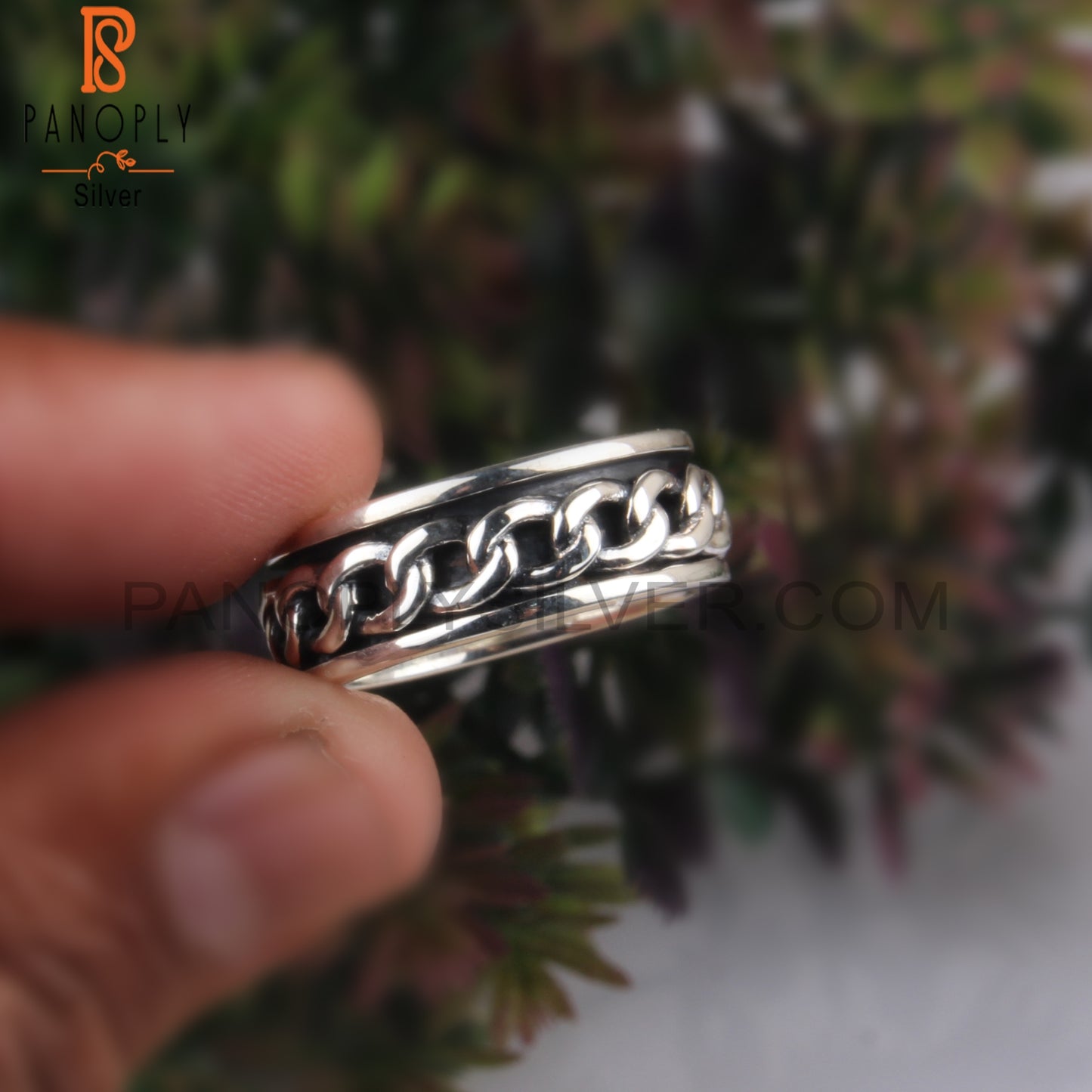 Handmade 925 Sterling Silver Chain Link Ring Band