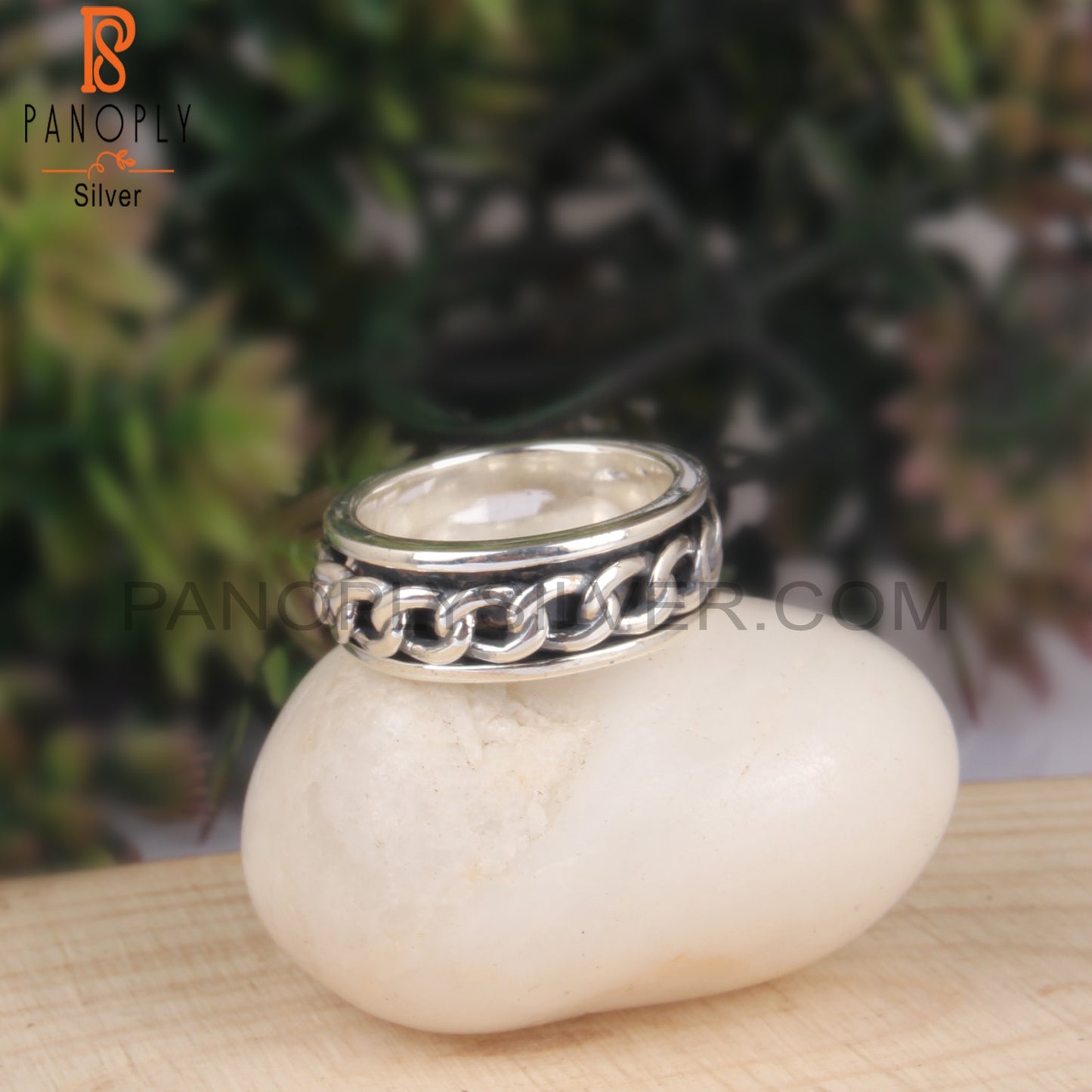 Handmade 925 Sterling Silver Chain Link Ring Band