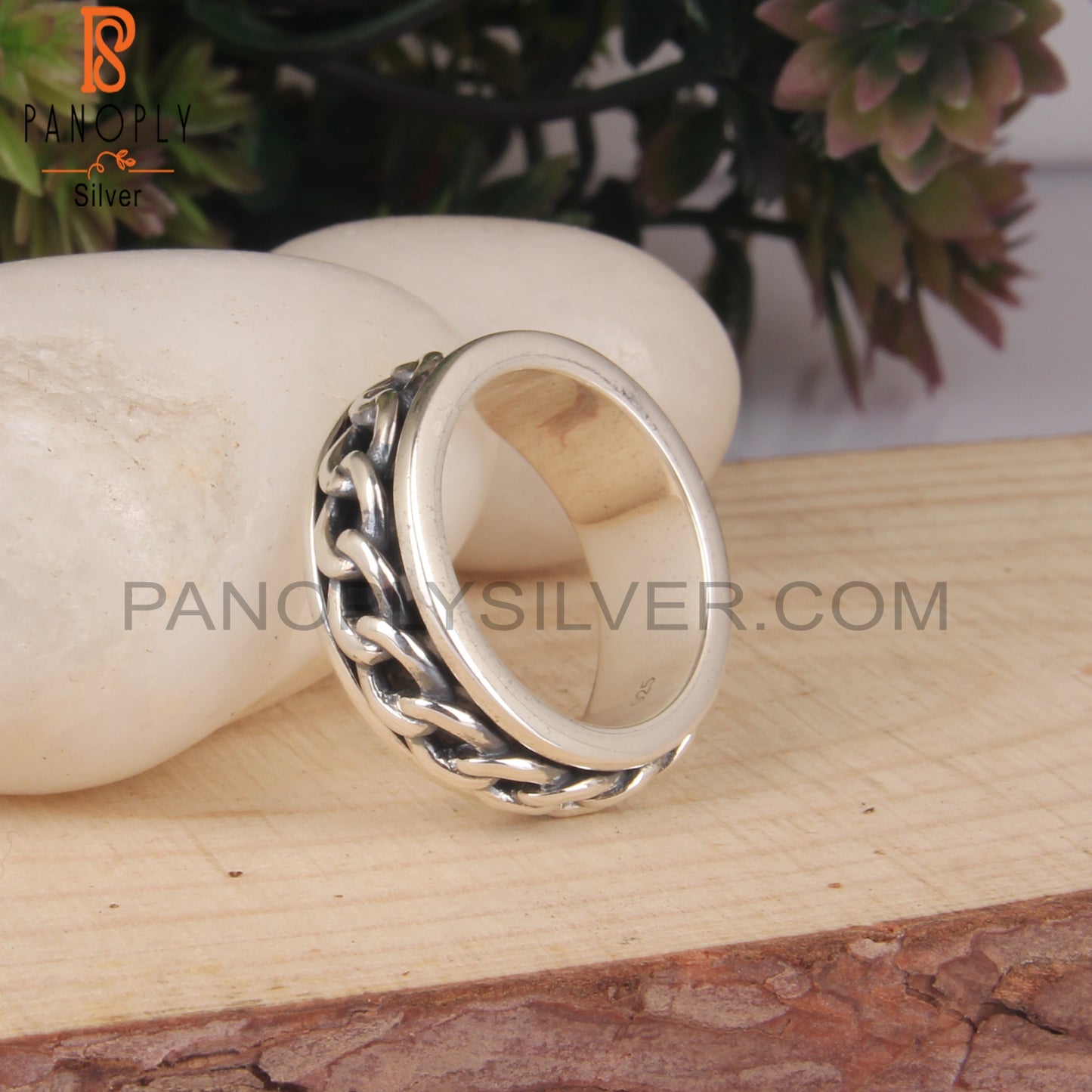 Handmade 925 Sterling Silver Chain Link Ring Band