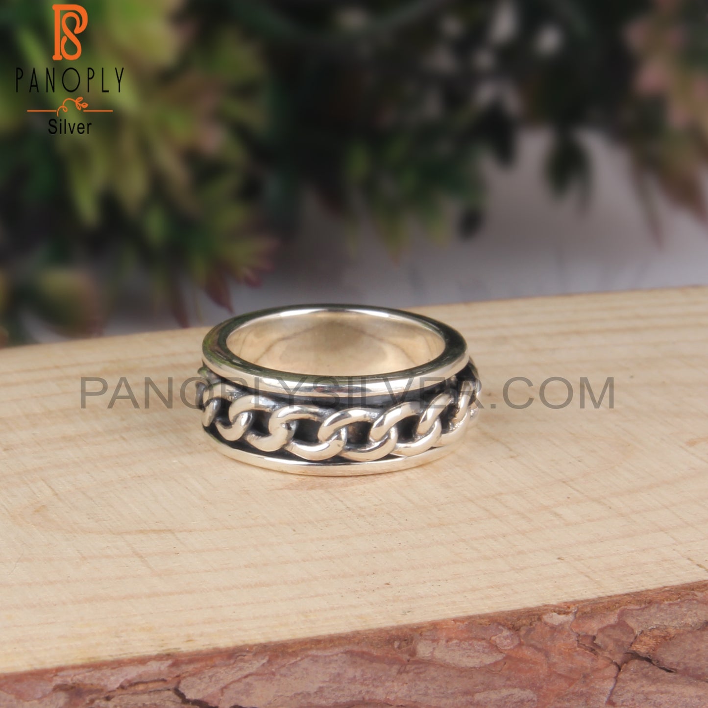 Handmade 925 Sterling Silver Chain Link Ring Band