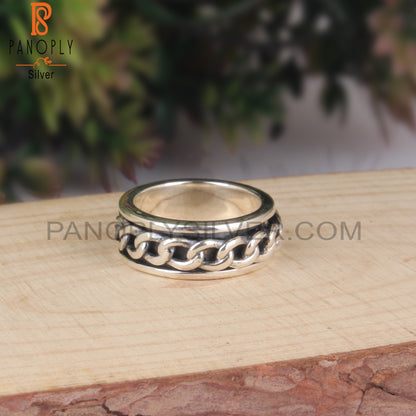 Handmade 925 Sterling Silver Chain Link Ring Band
