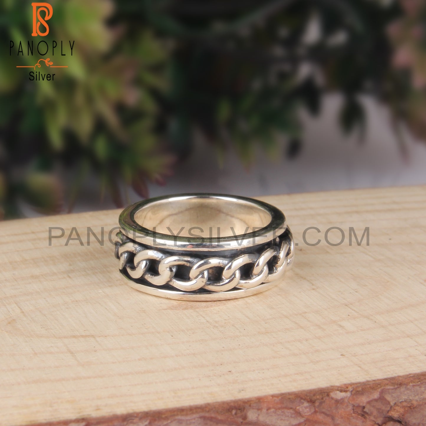 Handmade 925 Sterling Silver Chain Link Ring Band