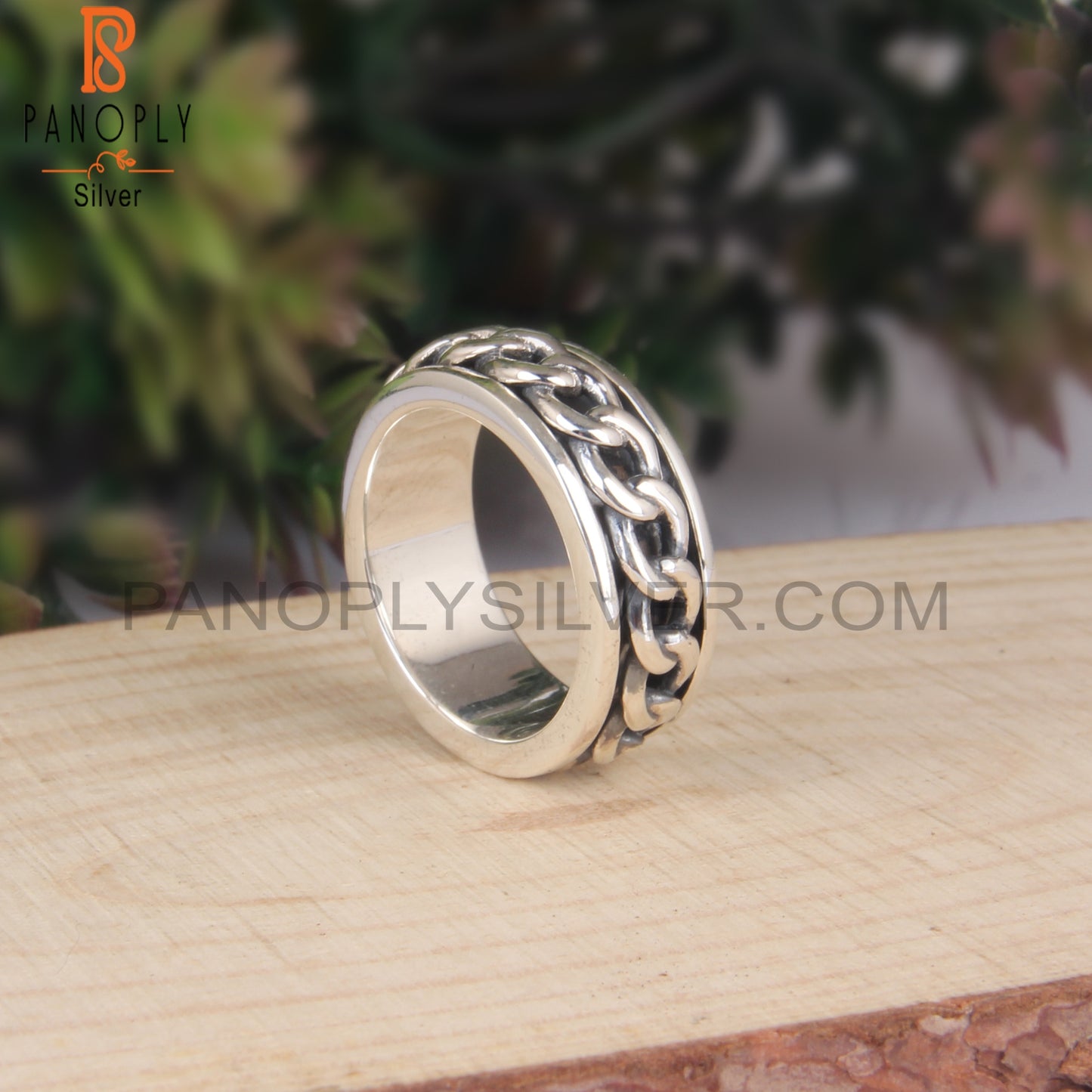Handmade 925 Sterling Silver Chain Link Ring Band