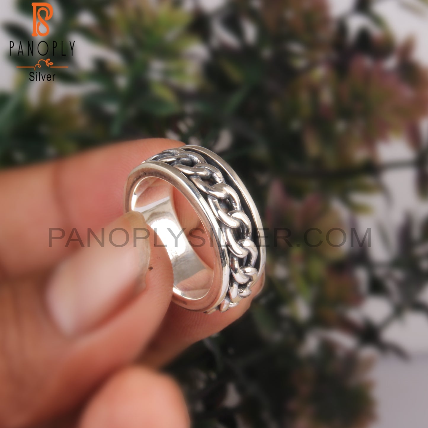 Handmade 925 Sterling Silver Chain Link Ring Band