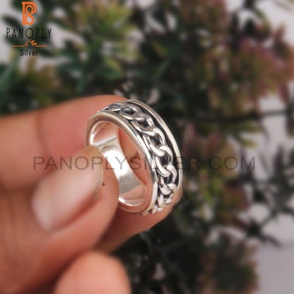 Handmade 925 Sterling Silver Chain Link Ring Band