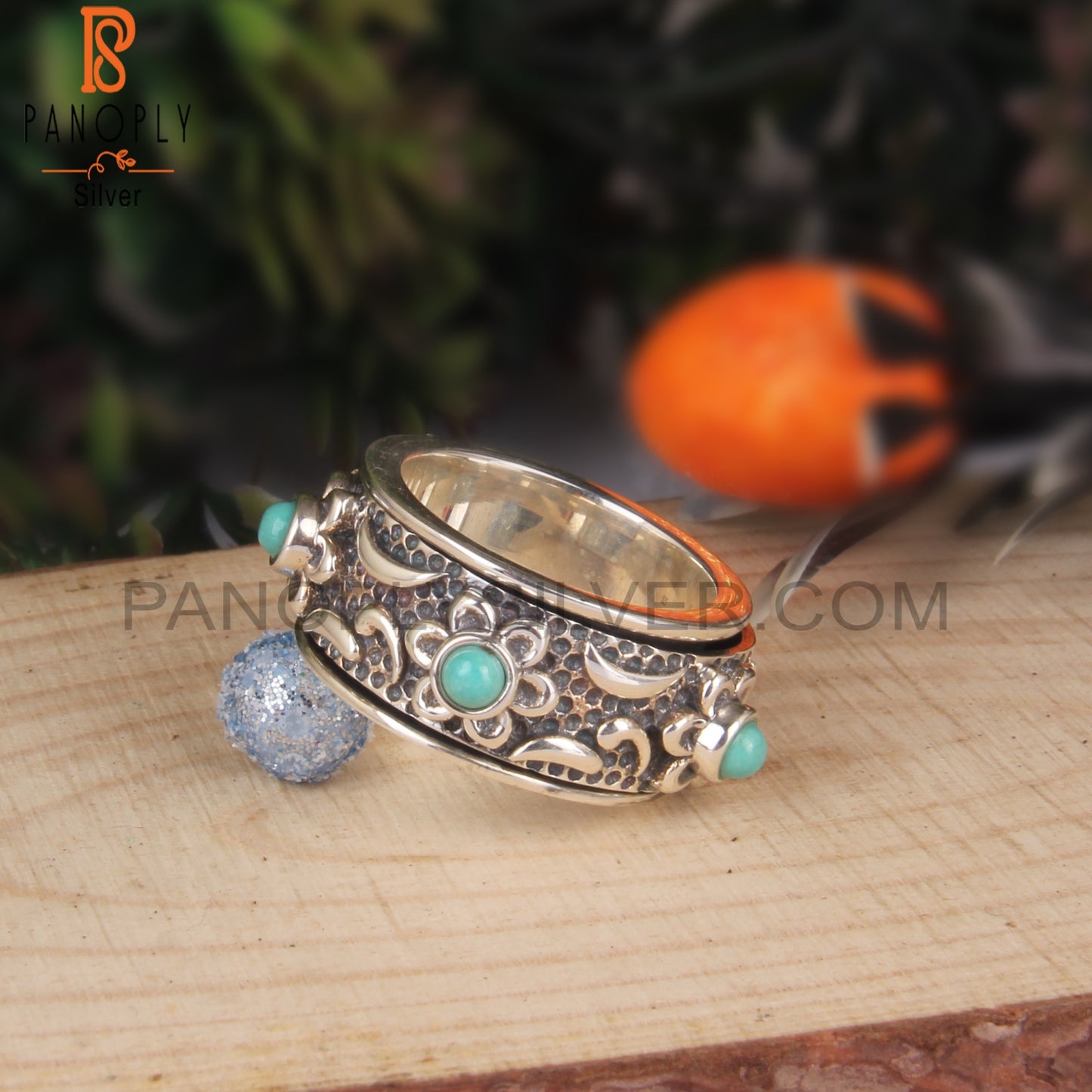 Round Shape Arizona Turquoise 925 Silver Gift Ring