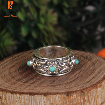 Round Shape Arizona Turquoise 925 Silver Gift Ring