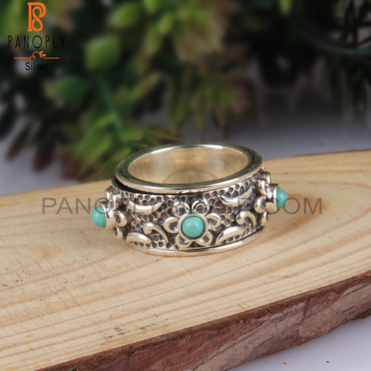 Round Shape Arizona Turquoise 925 Silver Gift Ring