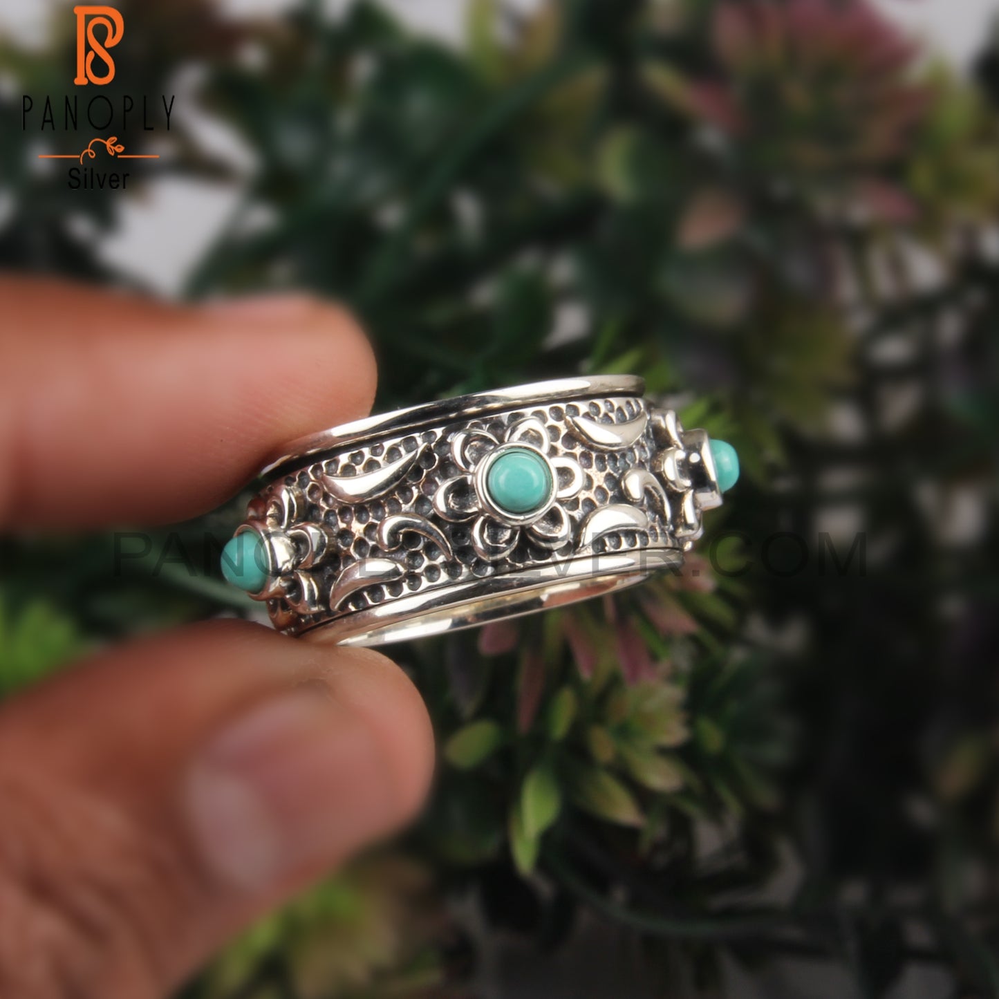 Round Shape Arizona Turquoise 925 Silver Gift Ring