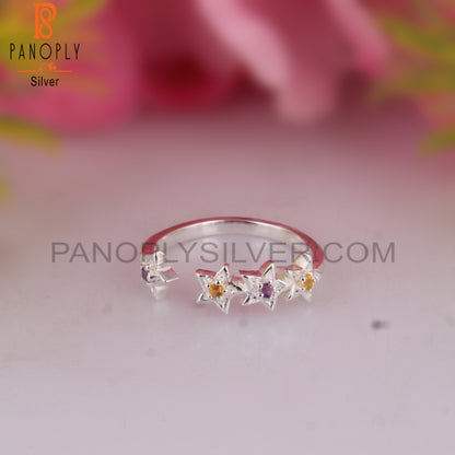 Amethyst & Citrine 925 Sterling Silver Ring